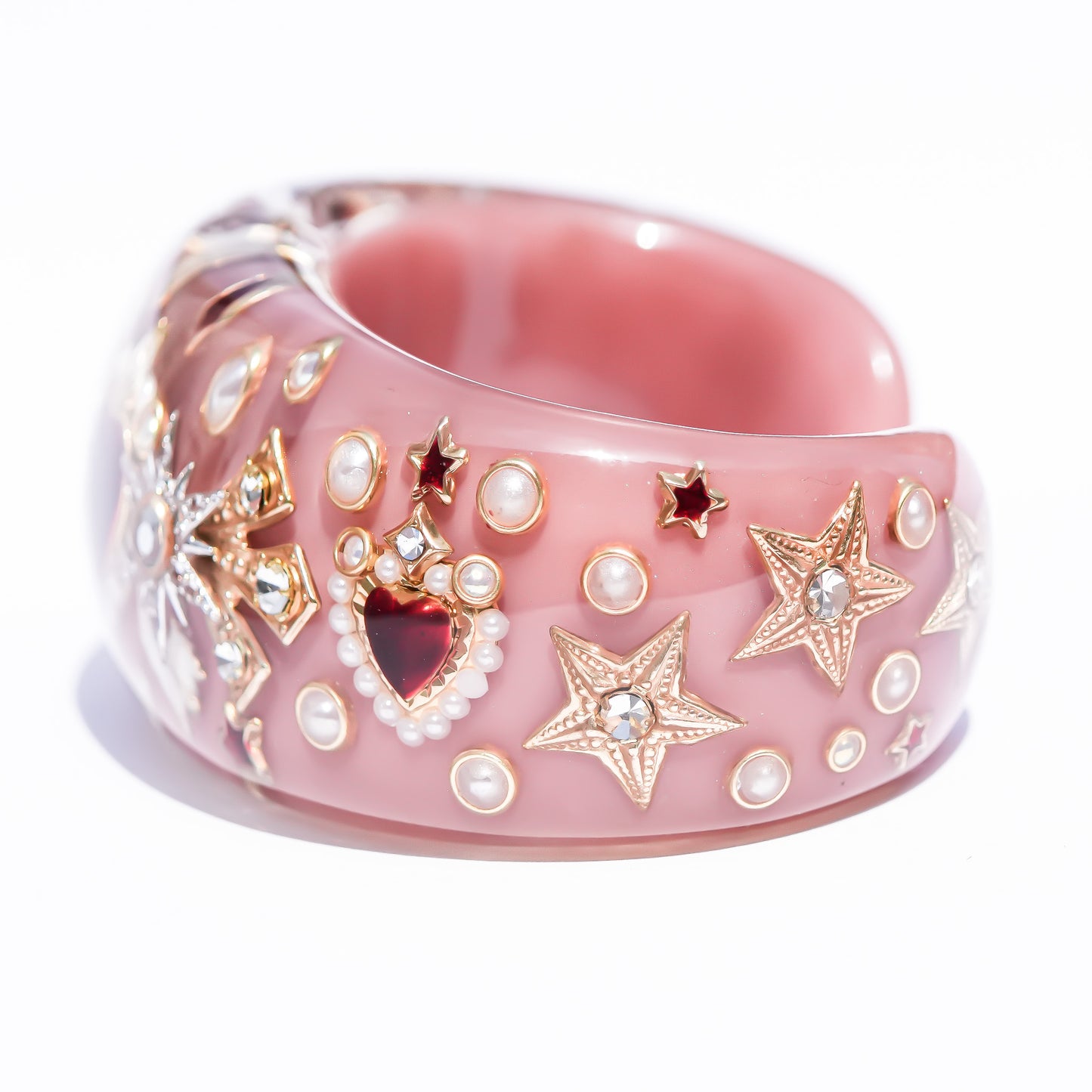 Cupid’s Heart Bracelet – Smoky Pink × Deep Red