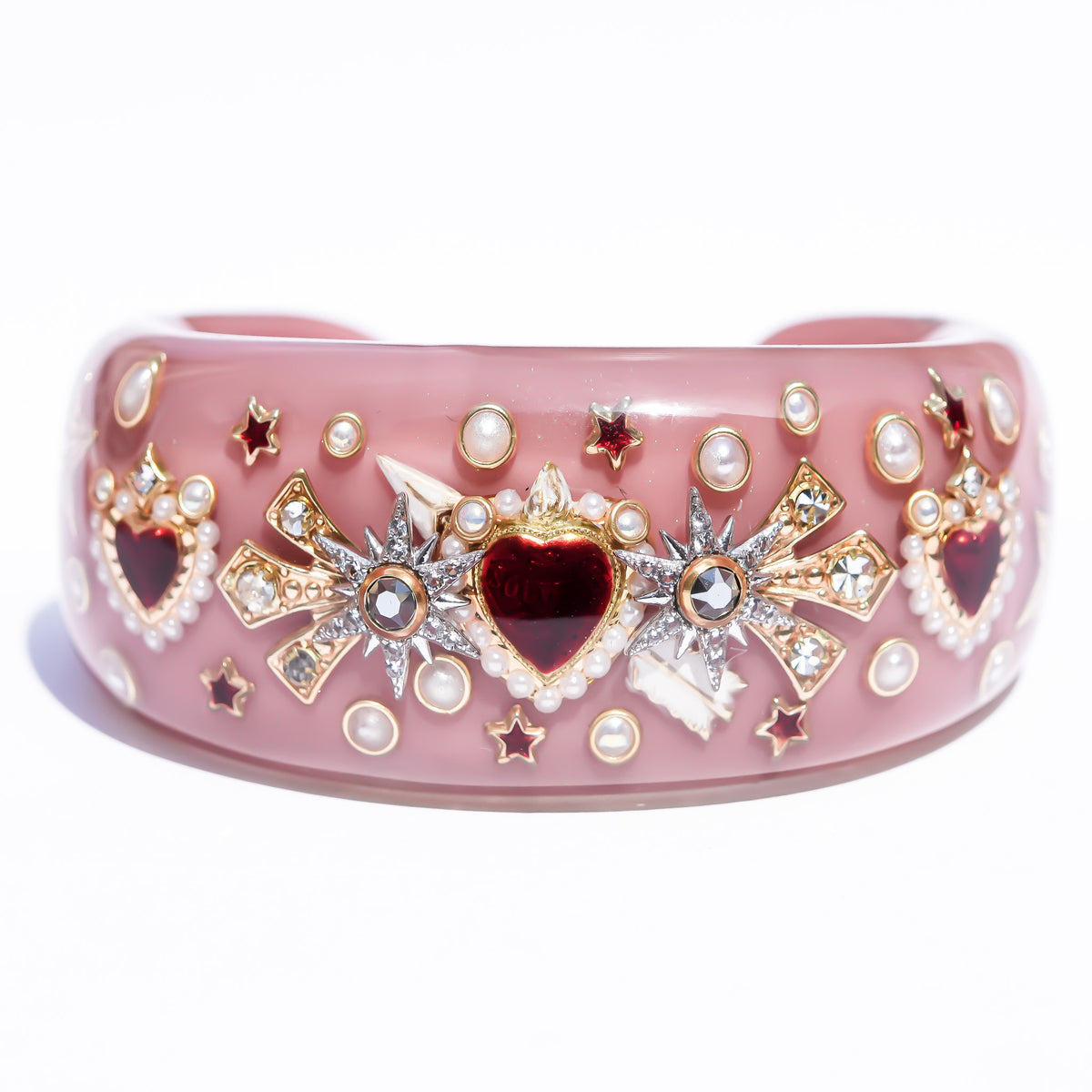 Cupid’s Heart Bracelet – Smoky Pink × Deep Red