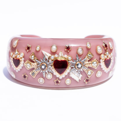 Cupid’s Heart Bracelet – Smoky Pink × Deep Red