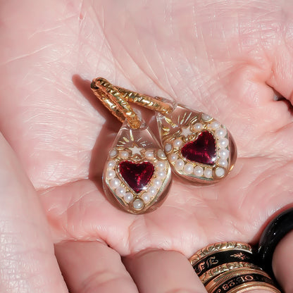Starlight Heart Drop Earrings - Clear