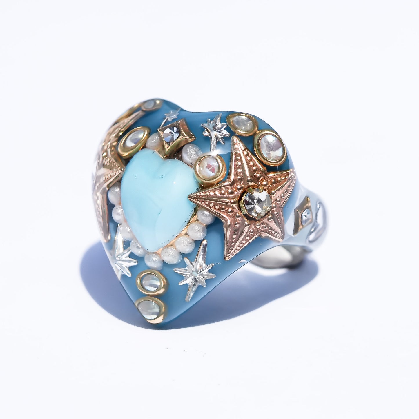 Blue Wish Heart Ring – Blue × Turquoise / #10