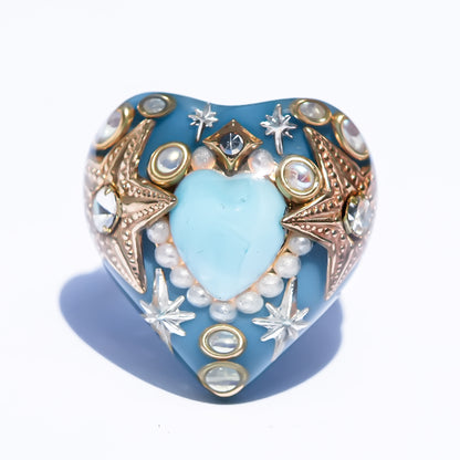 Blue Wish Heart Ring – Blue × Turquoise / #10