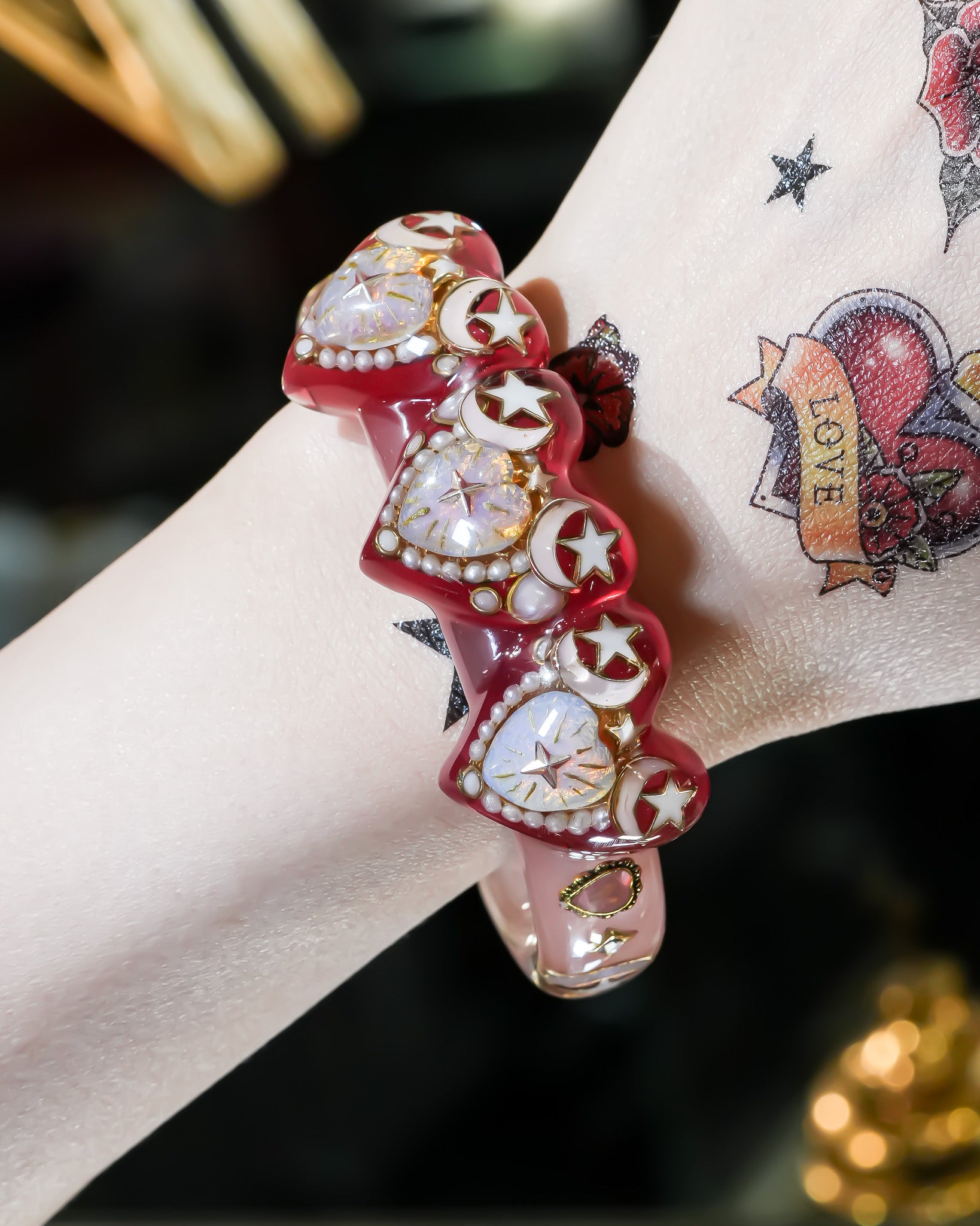 Triple celestial heart bracelet - pink – RUKA