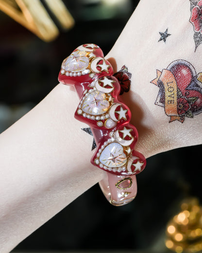 Triple celestial heart bracelet - pink