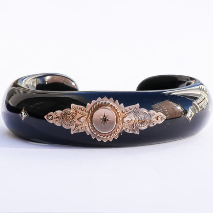 Wide Eternal Victorian Gold Relic Bracelet - Black / 18kgold