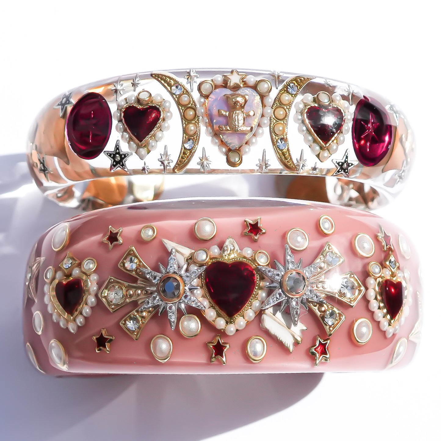 Cupid’s Heart Bracelet – Smoky Pink × Deep Red
