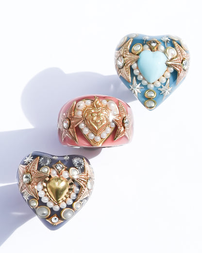 Blue Wish Heart Ring – Blue × Turquoise / #10
