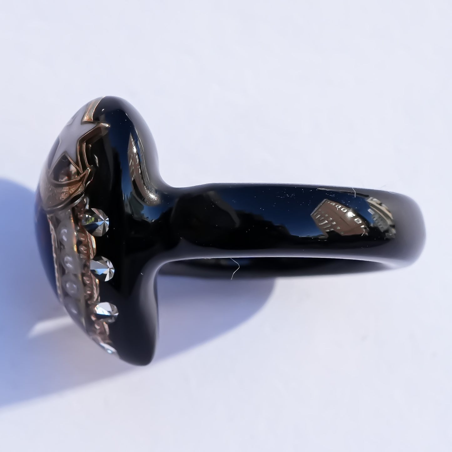 Celestial Moon Heart Ring - Black × Red / #8 #11 #16