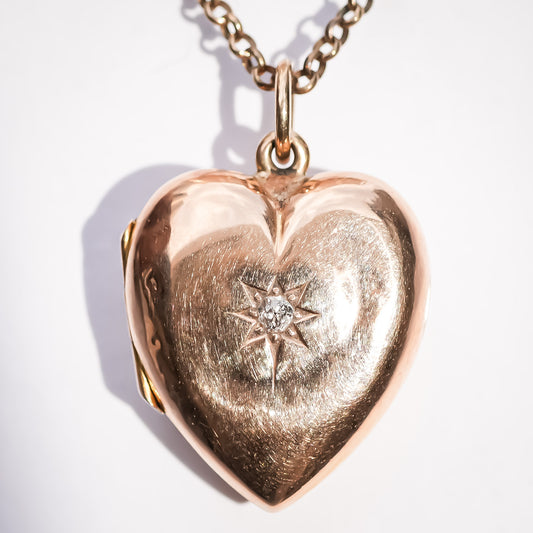 HEART LOCKET NECKLACE / DIAMOND / 9K