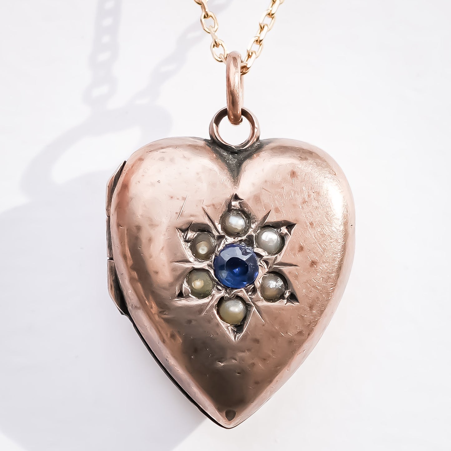 HEART LOCKET NECKLACE / BLUE SAPPHIRE / 9K