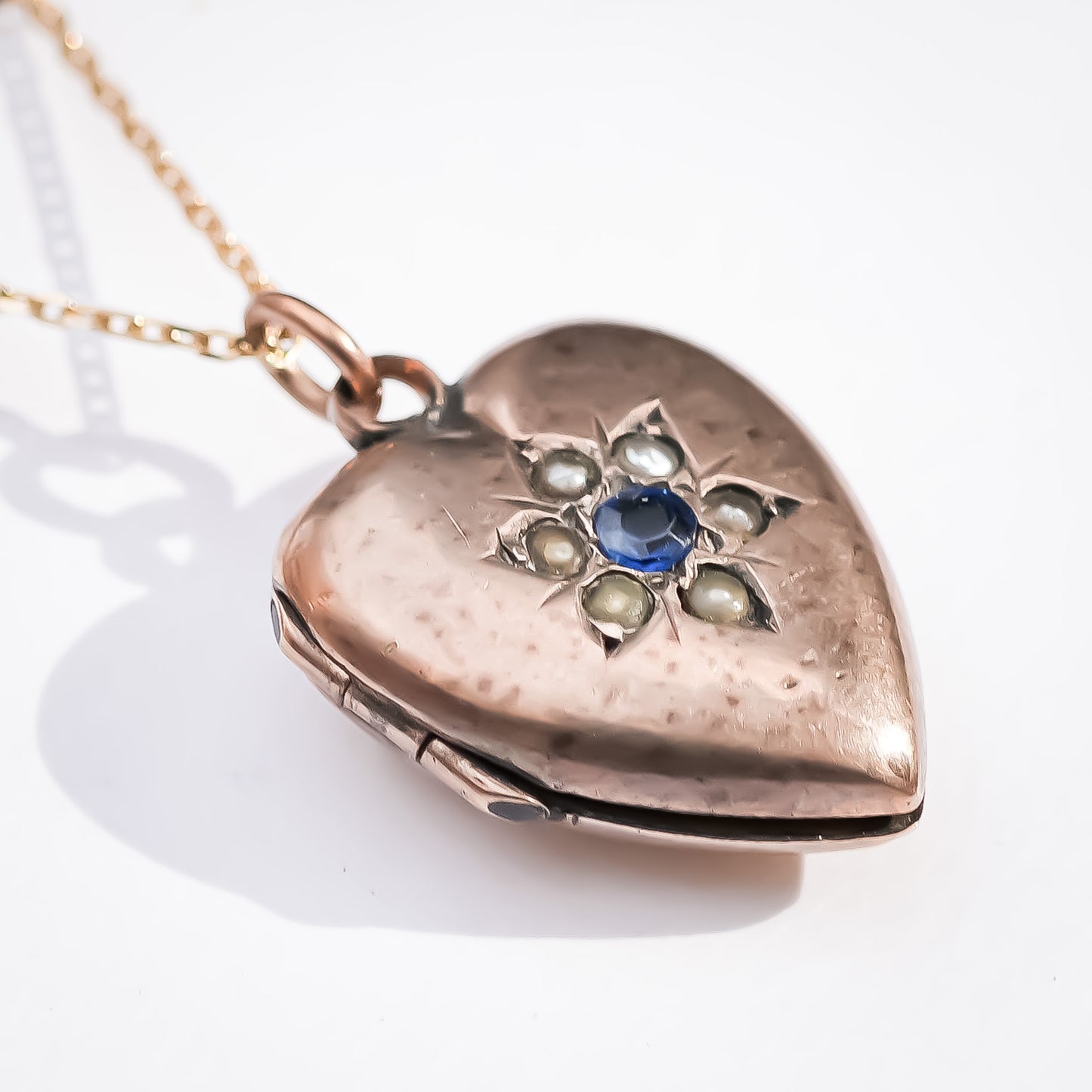 HEART LOCKET NECKLACE / BLUE SAPPHIRE / 9K