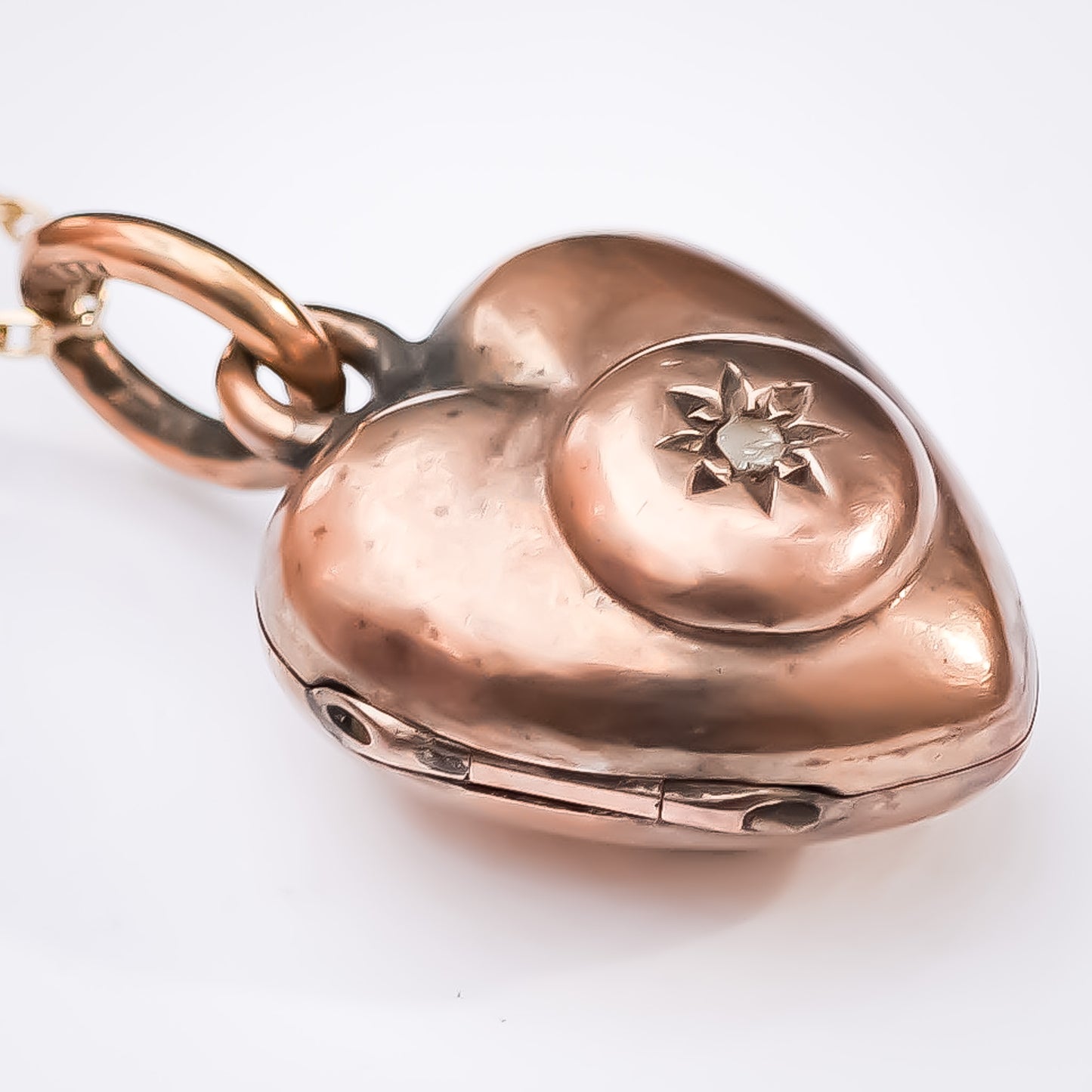 HEART LOCKET NECKLACE / WHITE SAPPHIRE / 9K