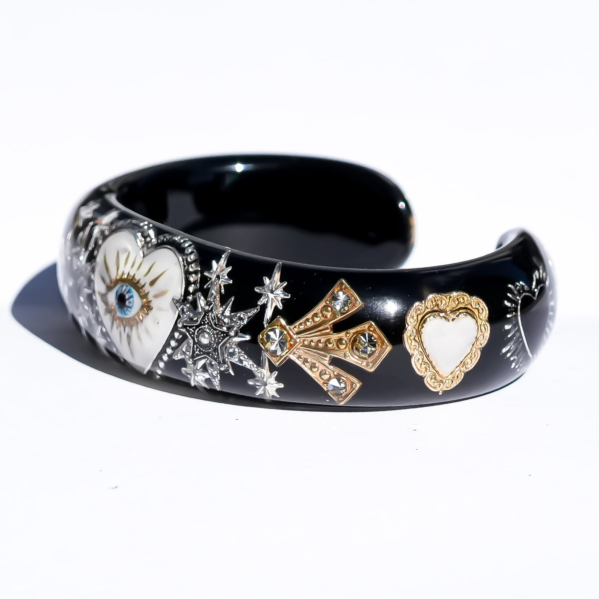 Midnight Eye Heart Bracelet - Black × White