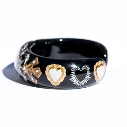 Midnight Eye Heart Bracelet - Black × White