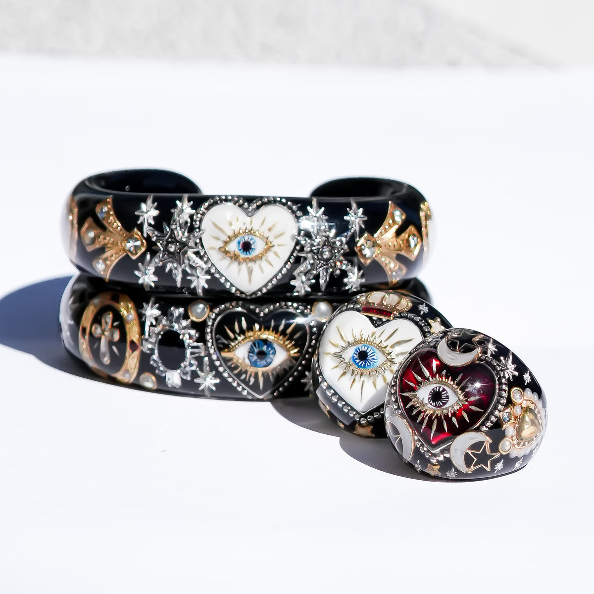 Midnight Eye Heart Bracelet - Black × White