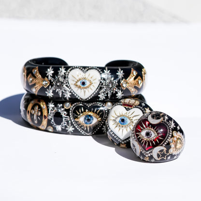 Midnight Eye Heart Bracelet - Black × White