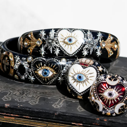 Midnight Eye Heart Bracelet - Black × White
