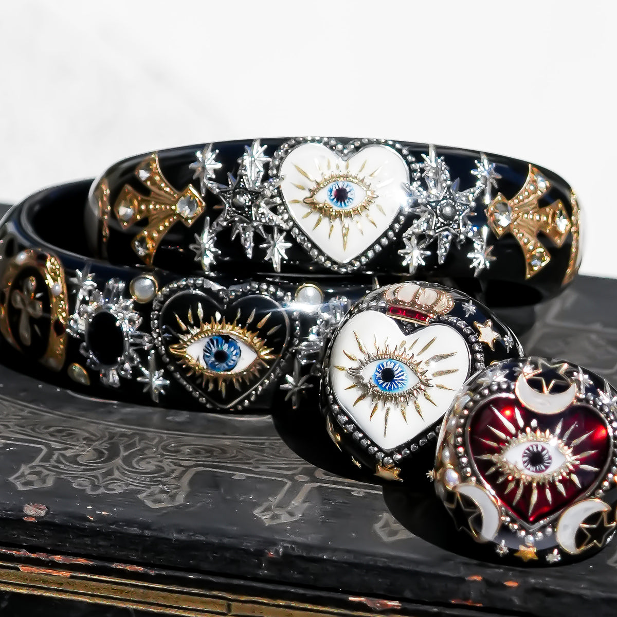 The Celestial Eye Heart Ring - Ruby Red × Black / #14