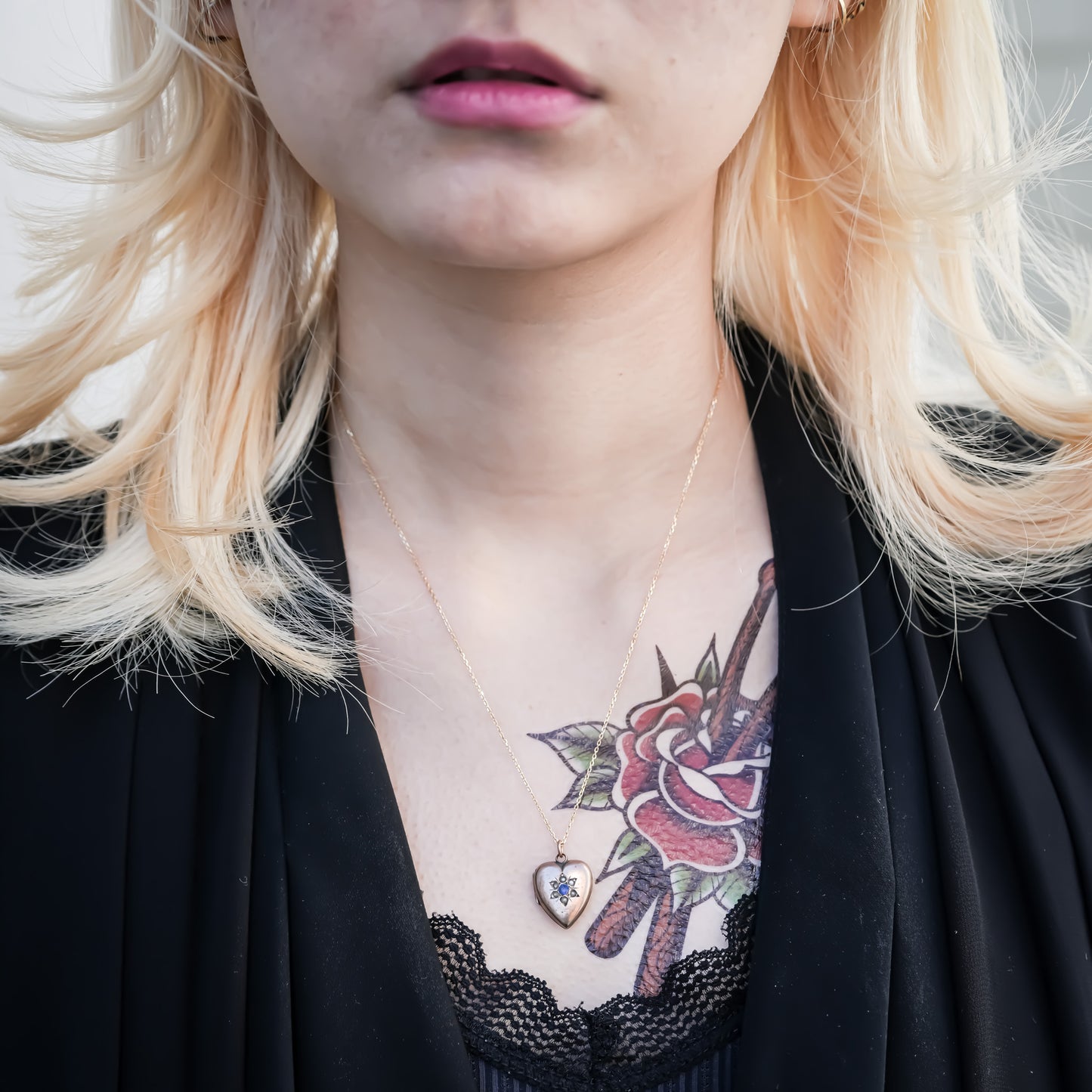 HEART LOCKET NECKLACE / BLUE SAPPHIRE / 9K
