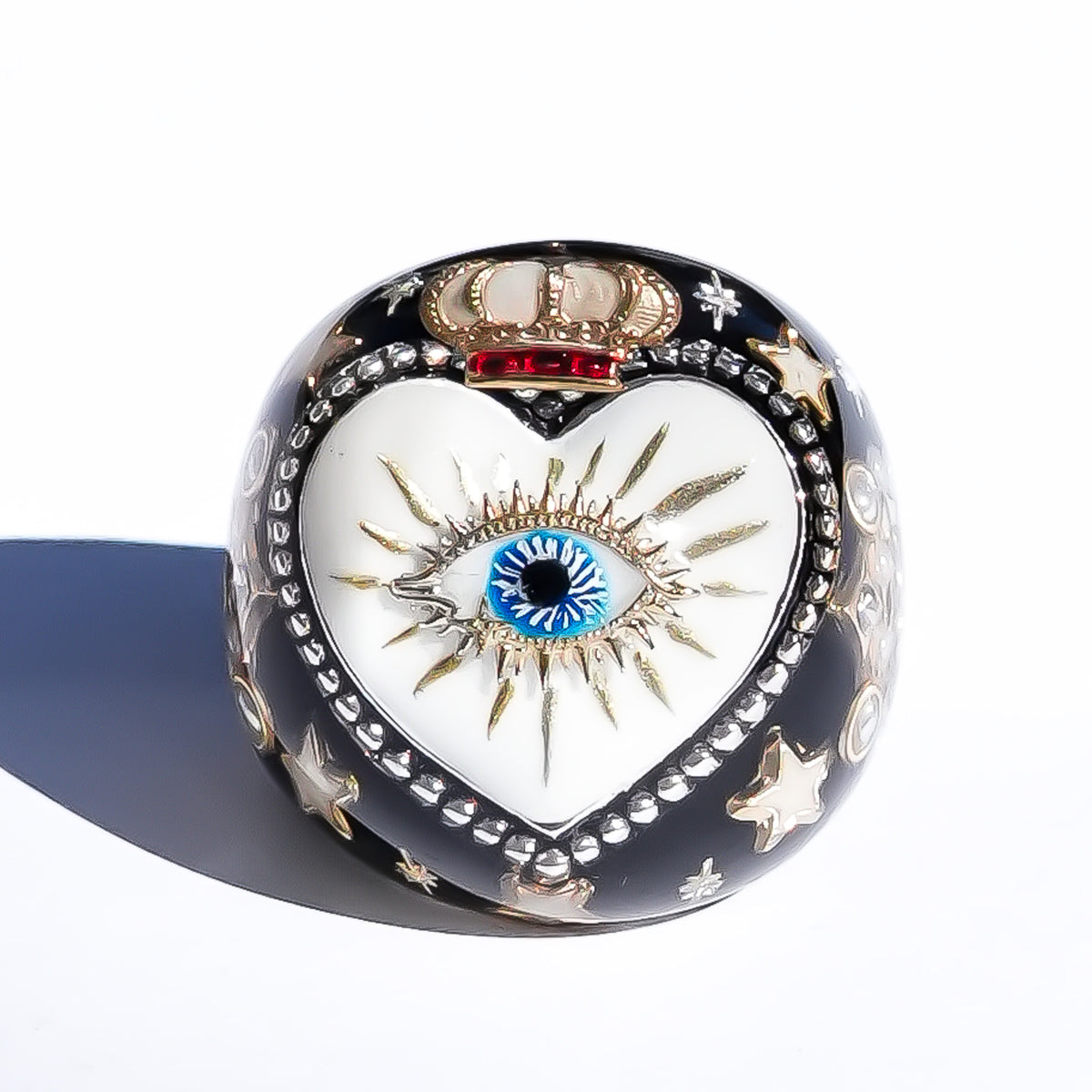 The Sacred Eye Heart Ring - Black × White / #10