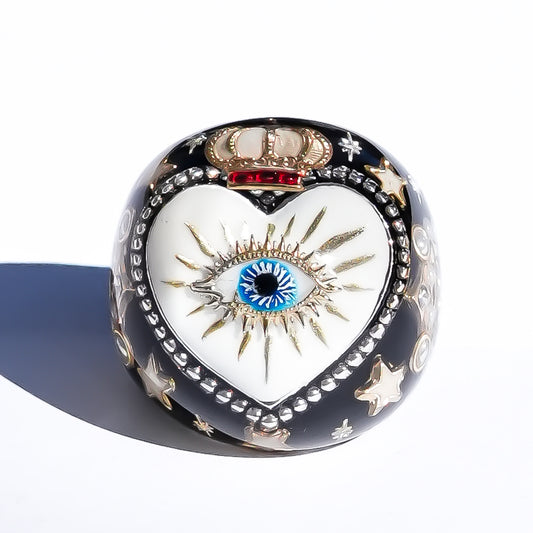 The Sacred Eye Heart Ring - Black × White / #10