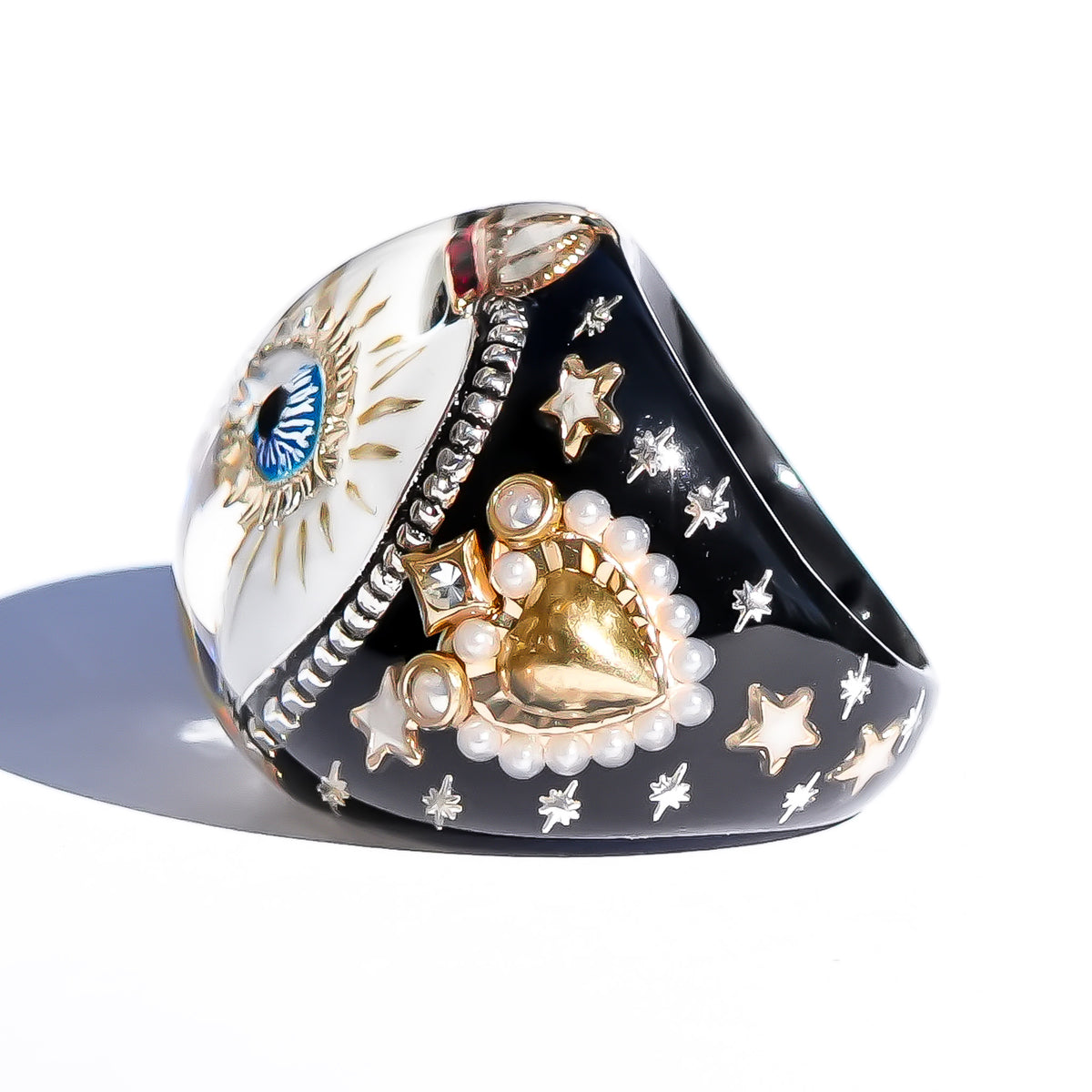 The Sacred Eye Heart Ring - Black × White / #10