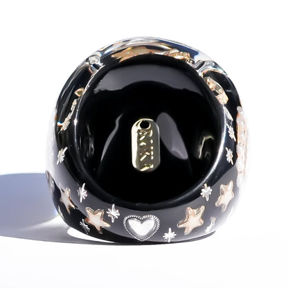 The Sacred Eye Heart Ring - Black × White / #10