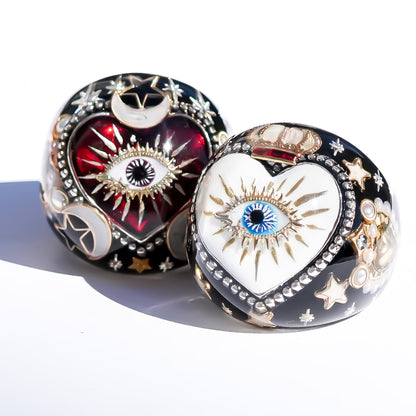 The Sacred Eye Heart Ring - Black × White / #10