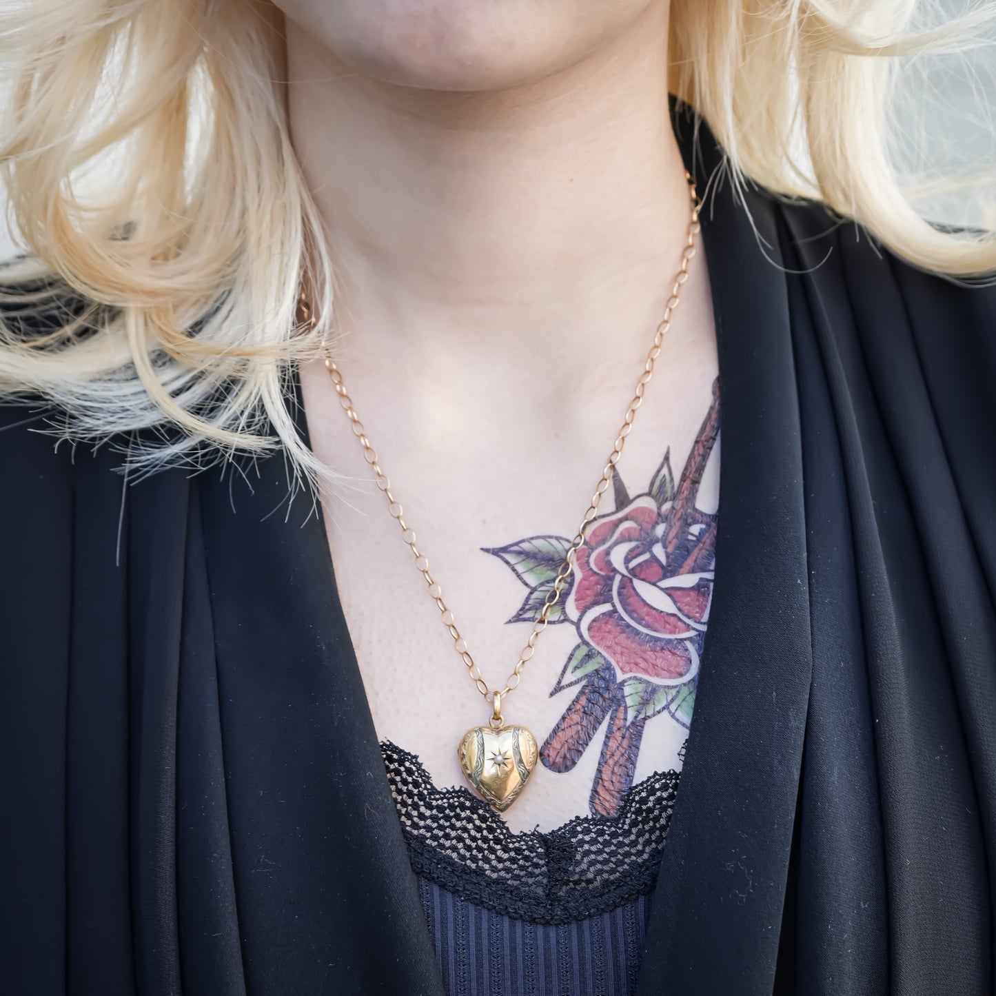 HEART LOCKET NECKLACE / PEARL / 9K