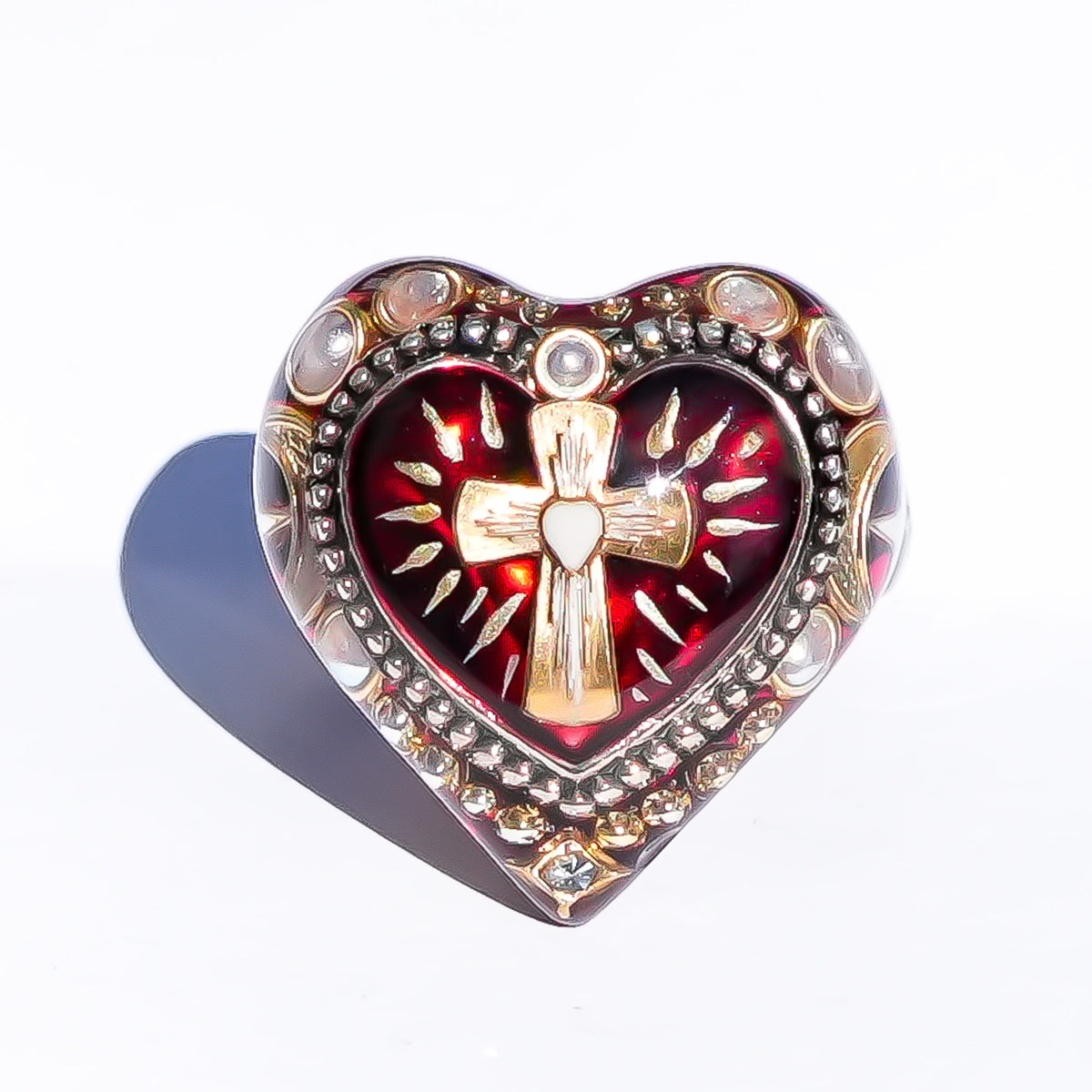 The Sacred Heart of Light Ring - Ruby Red × Black / #14