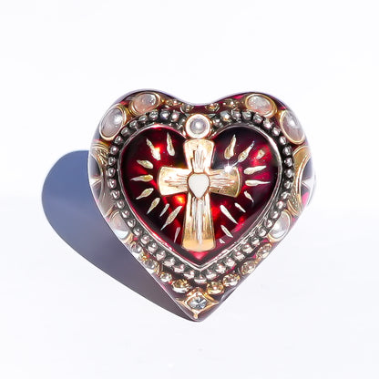 The Sacred Heart of Light Ring - Ruby Red × Black / #14
