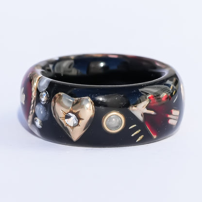 LOVE SMILE RING / BAND / HEART / BLACK / #5