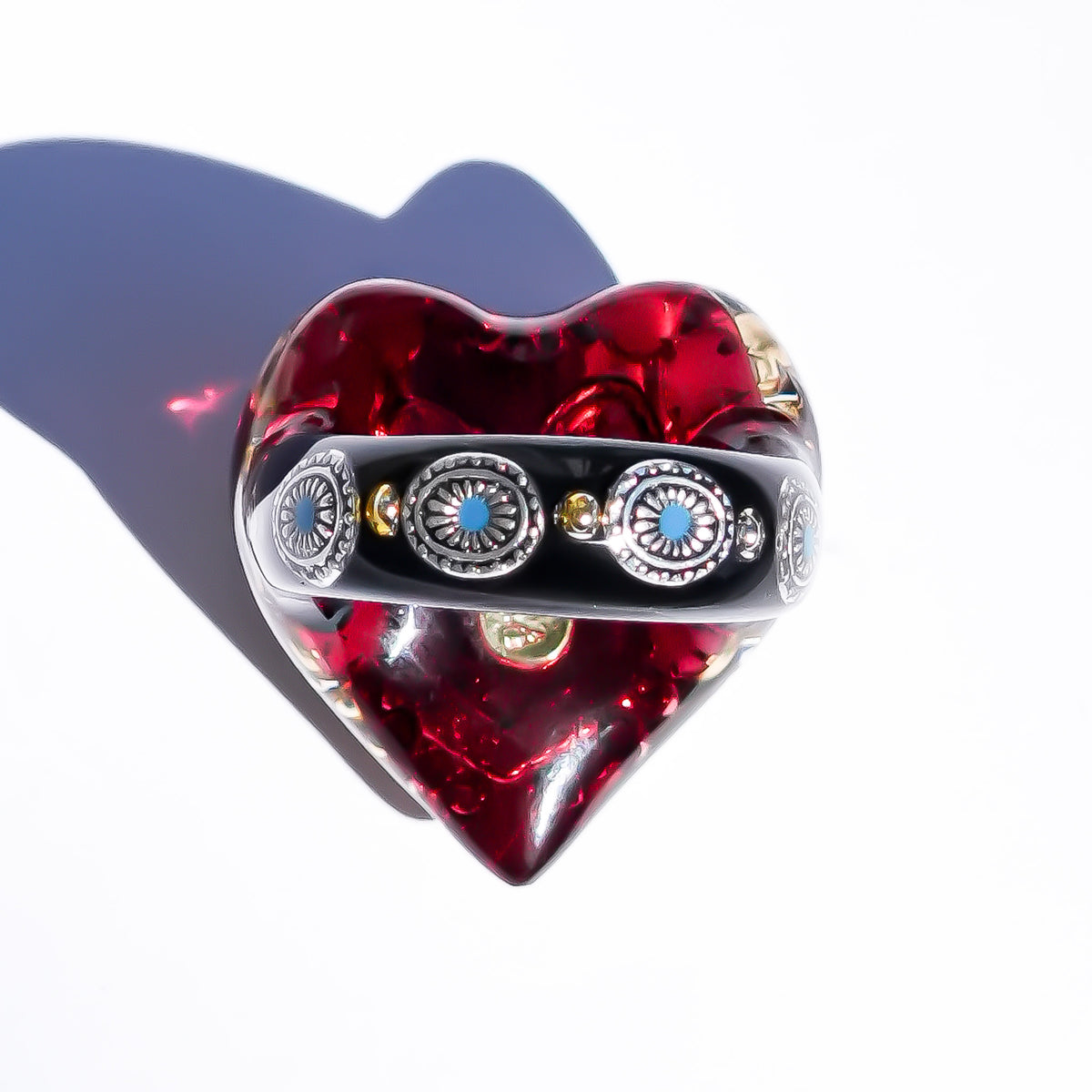 The Sacred Heart of Light Ring - Ruby Red × Black / #14