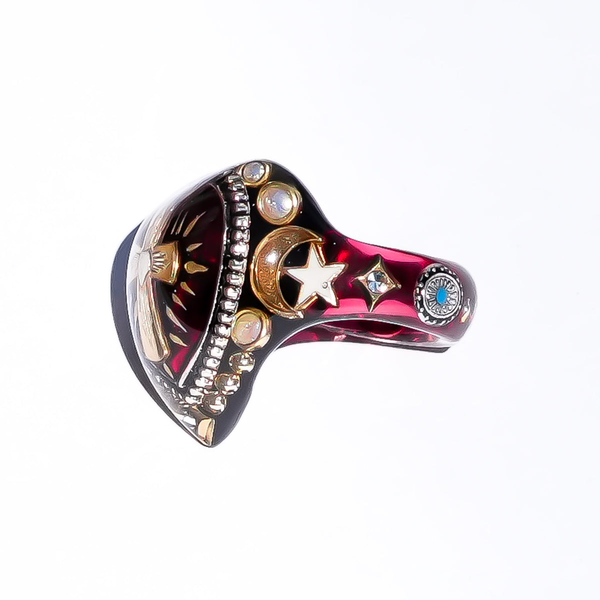The Sacred Heart of Light Ring - Black × Ruby Red / #10