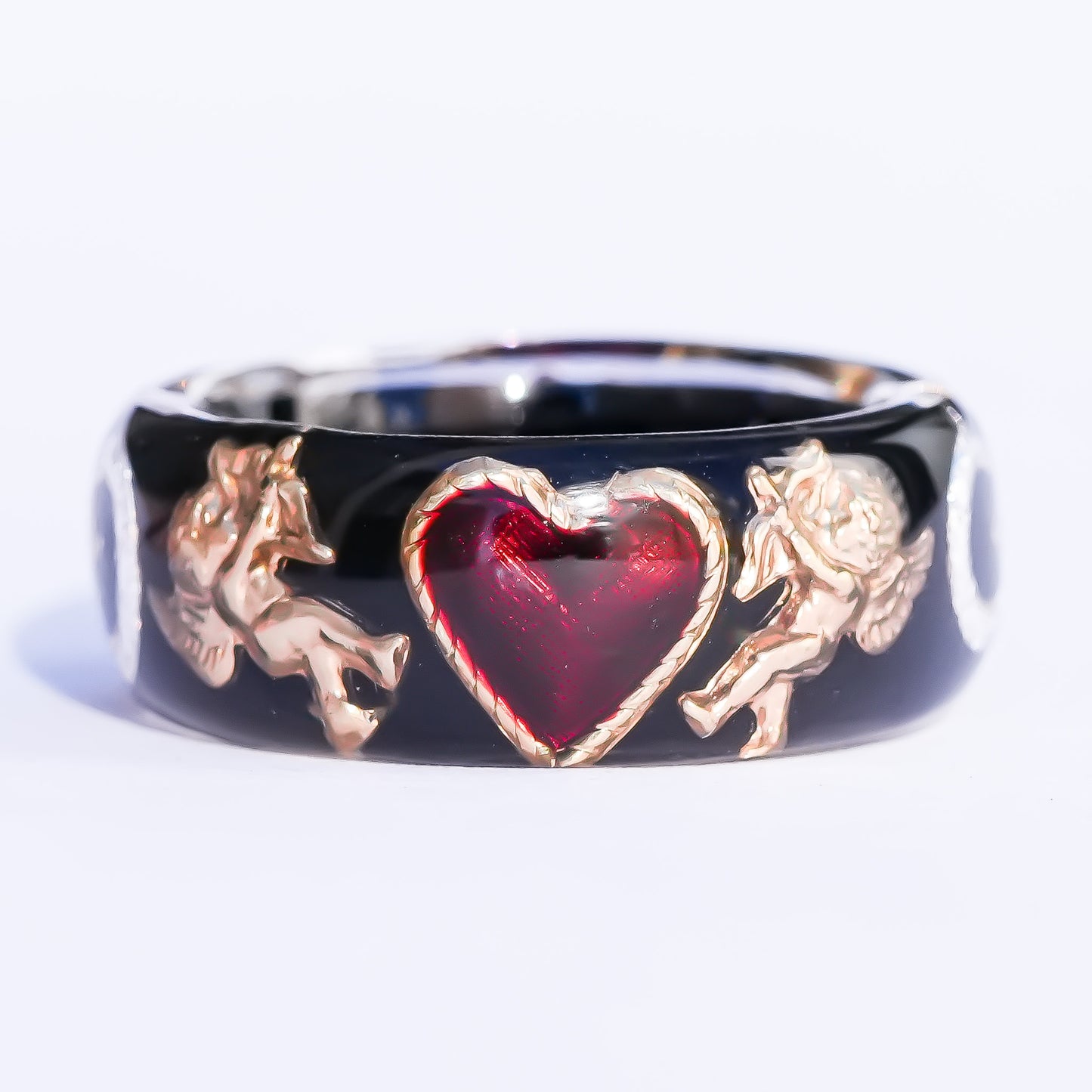 Cupid Heart Ring – Black × Red Heart / #10 #11 #13