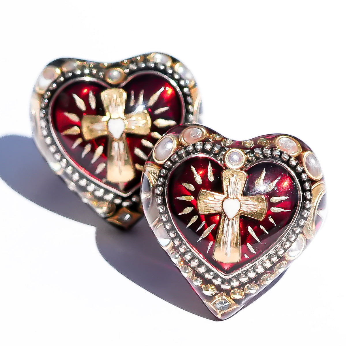 The Sacred Heart of Light Ring - Ruby Red × Black / #14
