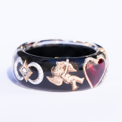 Cupid Heart Ring – Black × Red Heart / #10 #11 #13