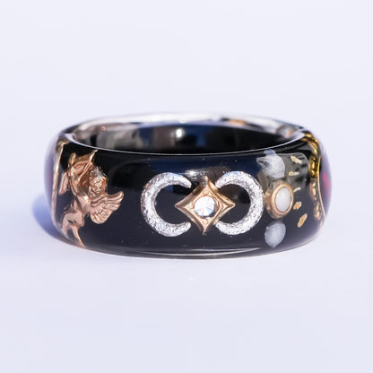 Cupid Heart Ring – Black × Red Heart / #10 #11 #13