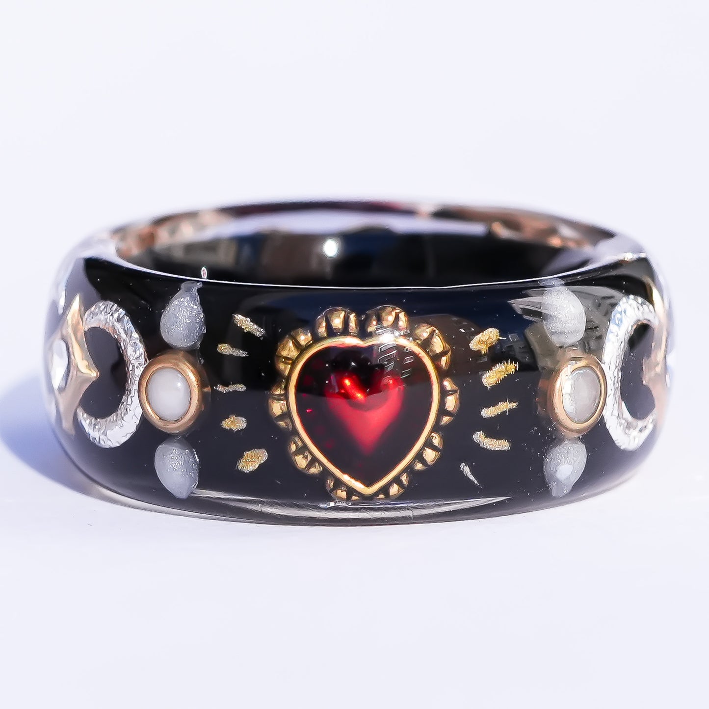 Cupid Heart Ring – Black × Red Heart / #10 #11 #13