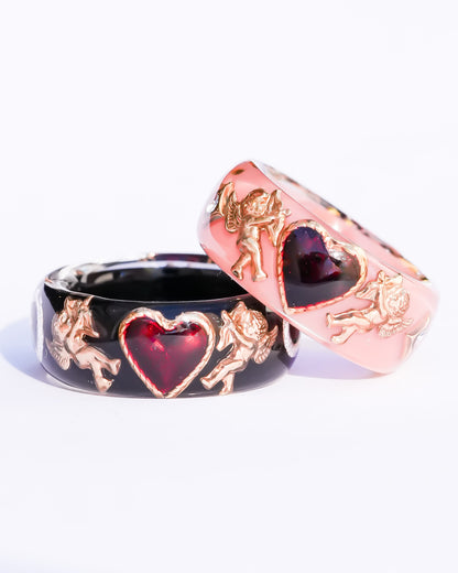 Cupid Heart Ring – Black × Red Heart / #10 #11 #13