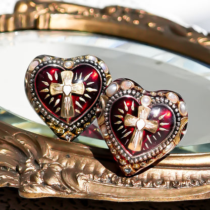 The Sacred Heart of Light Ring - Ruby Red × Black / #14