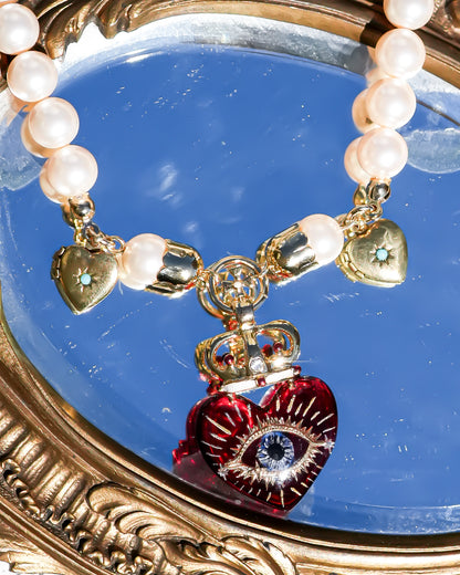 The Eye of Eternal Love Necklace - Red × Pearl