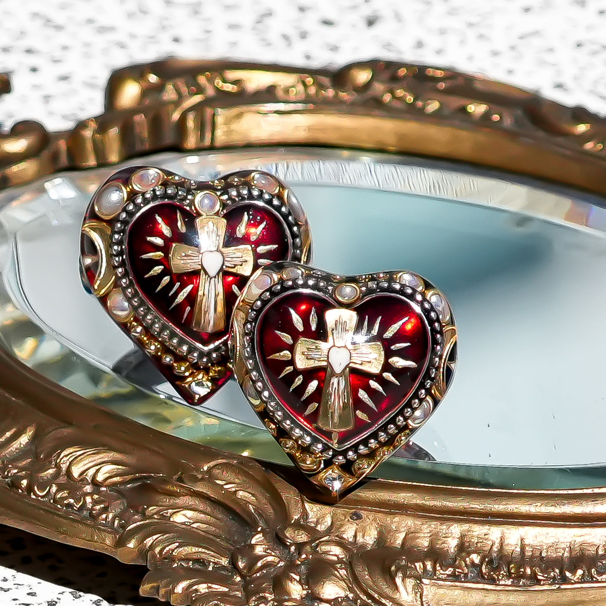 The Sacred Heart of Light Ring - Ruby Red × Black / #14