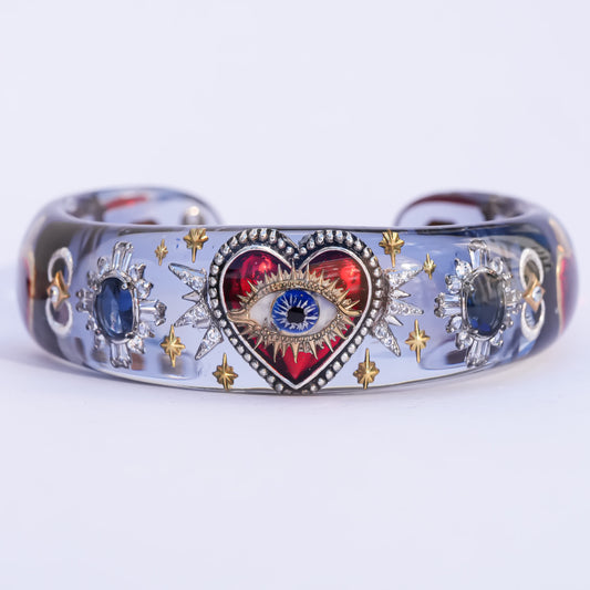 Mystic Eye Heart Bracelet - blue gray