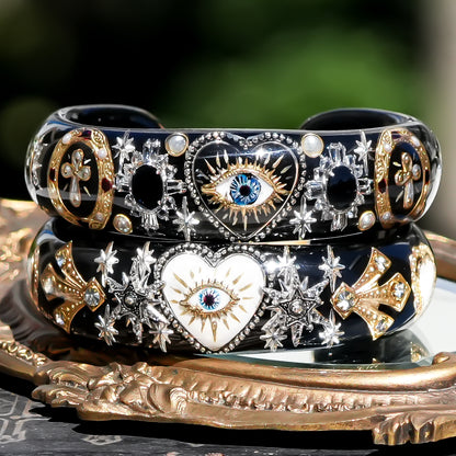 Midnight Eye Heart Bracelet - Black × White