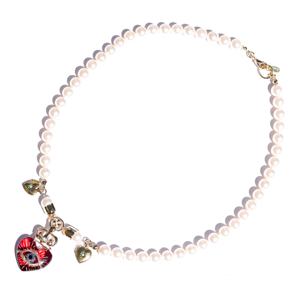 The Eye of Eternal Love Necklace - Red × Pearl