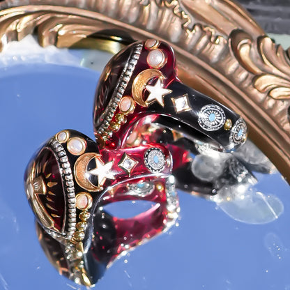 The Sacred Heart of Light Ring - Ruby Red × Black / #14
