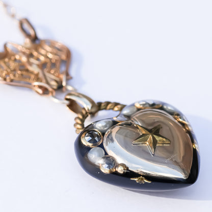 HEART NECKLACE / GOLD / BLACK / STAR