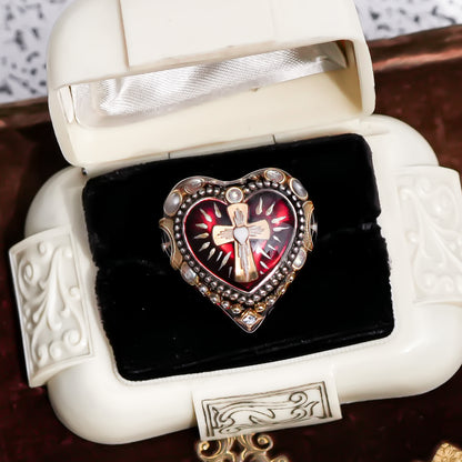 The Sacred Heart of Light Ring - Ruby Red × Black / #14