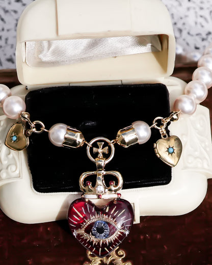 The Eye of Eternal Love Necklace - Red × Pearl